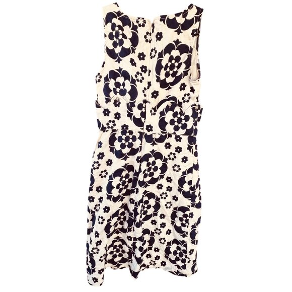 Tory Burch Women's Size 2 Floral Sleeveless Linen Dress Navy & White  Mini - Picture 2 of 9